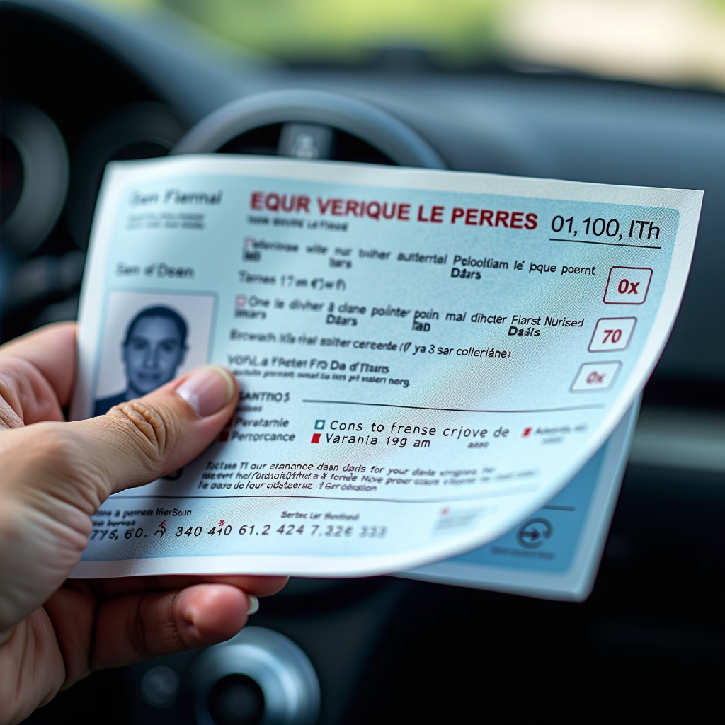 Permis de conduire français avec système de points, document administratif montrant le capital points et les règles de récupération automatique